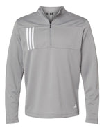 Men's 3-Stripes Double-Knit Quarter-Zip Pullover - Grey Three/ White