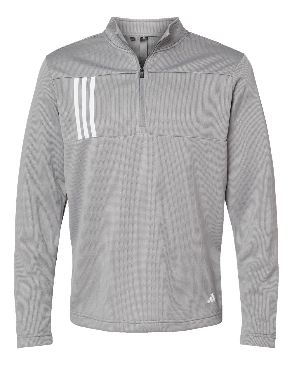 Men's 3-Stripes Double-Knit Quarter-Zip Pullover - Grey Three/ White