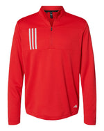 Men's 3-Stripes Double-Knit Quarter-Zip Pullover - Team Collegiate Red/ Grey Two
