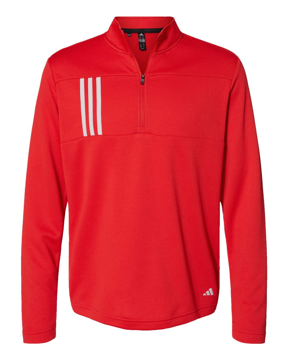 Men's 3-Stripes Double-Knit Quarter-Zip Pullover - Team Collegiate Red/ Grey Two