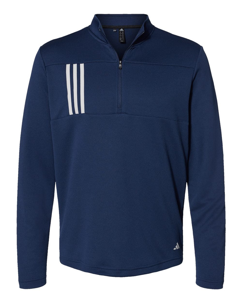 Men's 3-Stripes Double-Knit Quarter-Zip Pullover - Team Navy Blue/ Grey Two