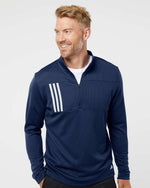 Men's 3-Stripes Double-Knit Quarter-Zip Pullover - Team Navy Blue/ Grey Two