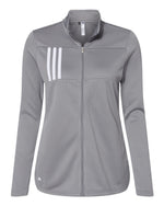 Women's 3-Stripes Double Knit Full-Zip Jacket - Grey Three/ White