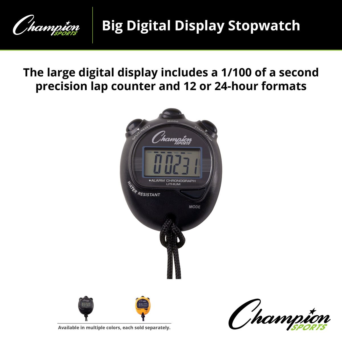 Champion Sports Big Digital Display Stopwatch