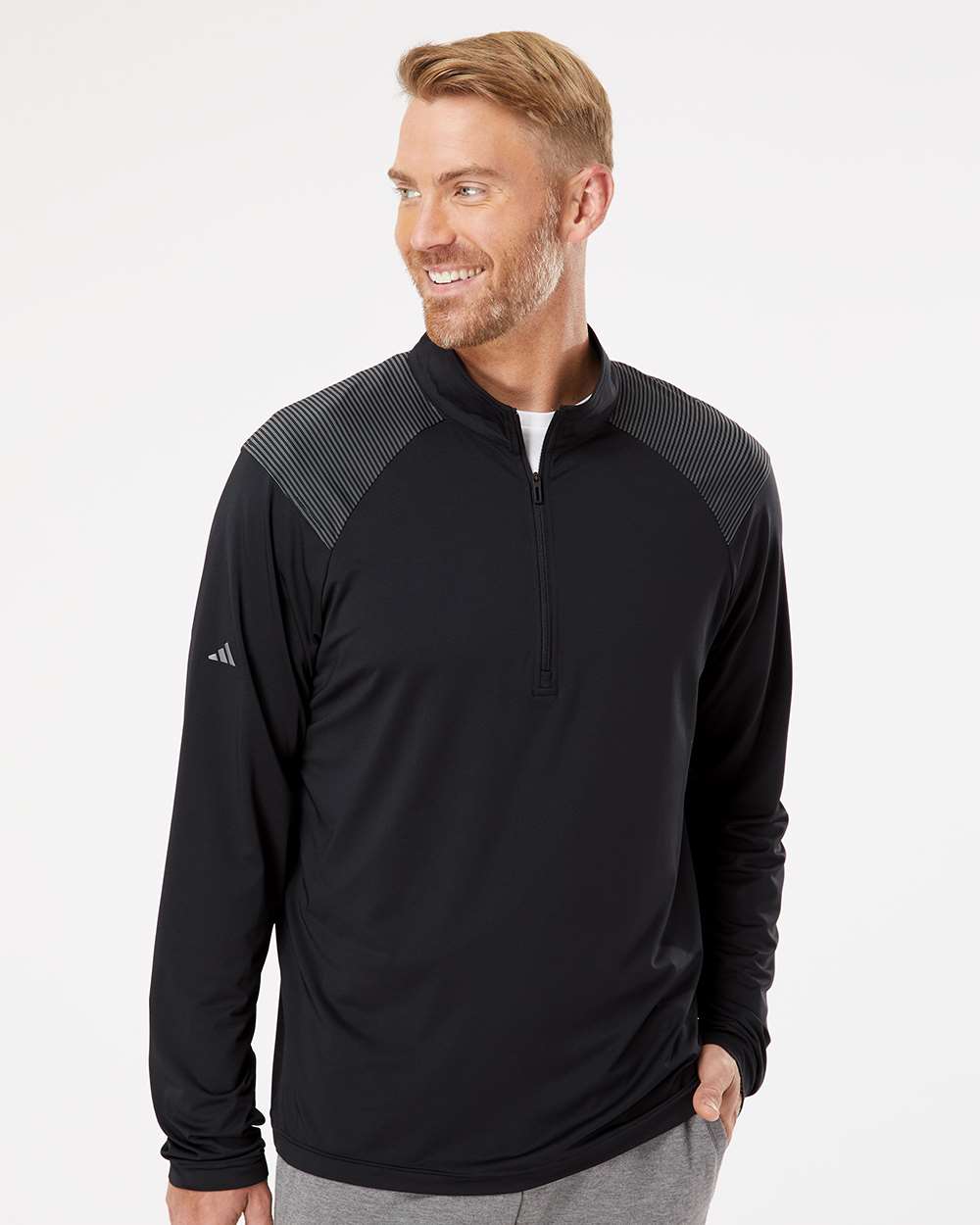 Men's Ultimate365 Lightweight Shoulder Stripe Quarter-Zip Pullover - Black