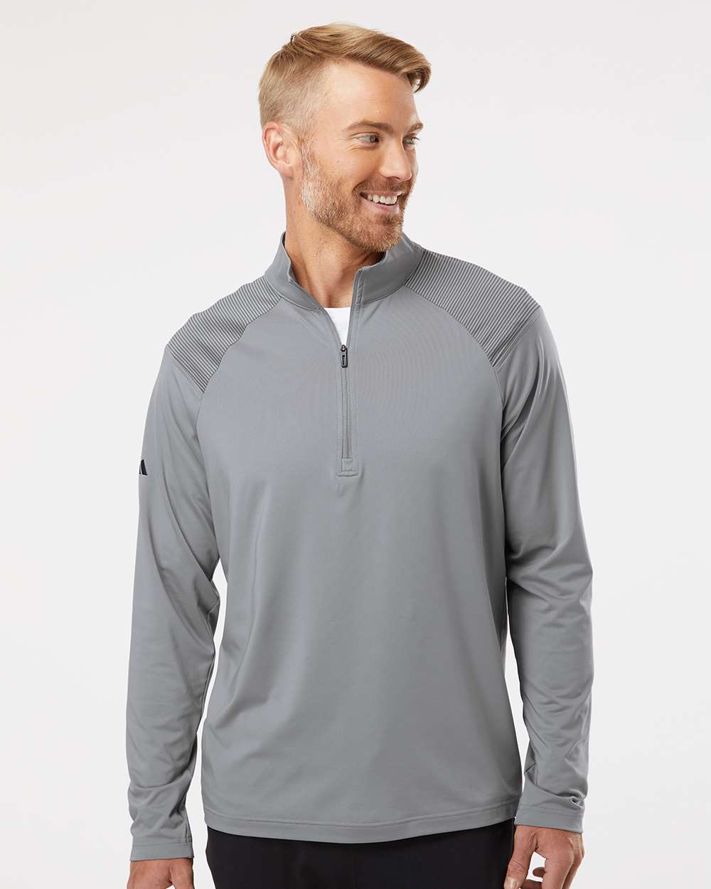 Men's Ultimate365 Lightweight Shoulder Stripe Quarter-Zip Pullover - Grey Three