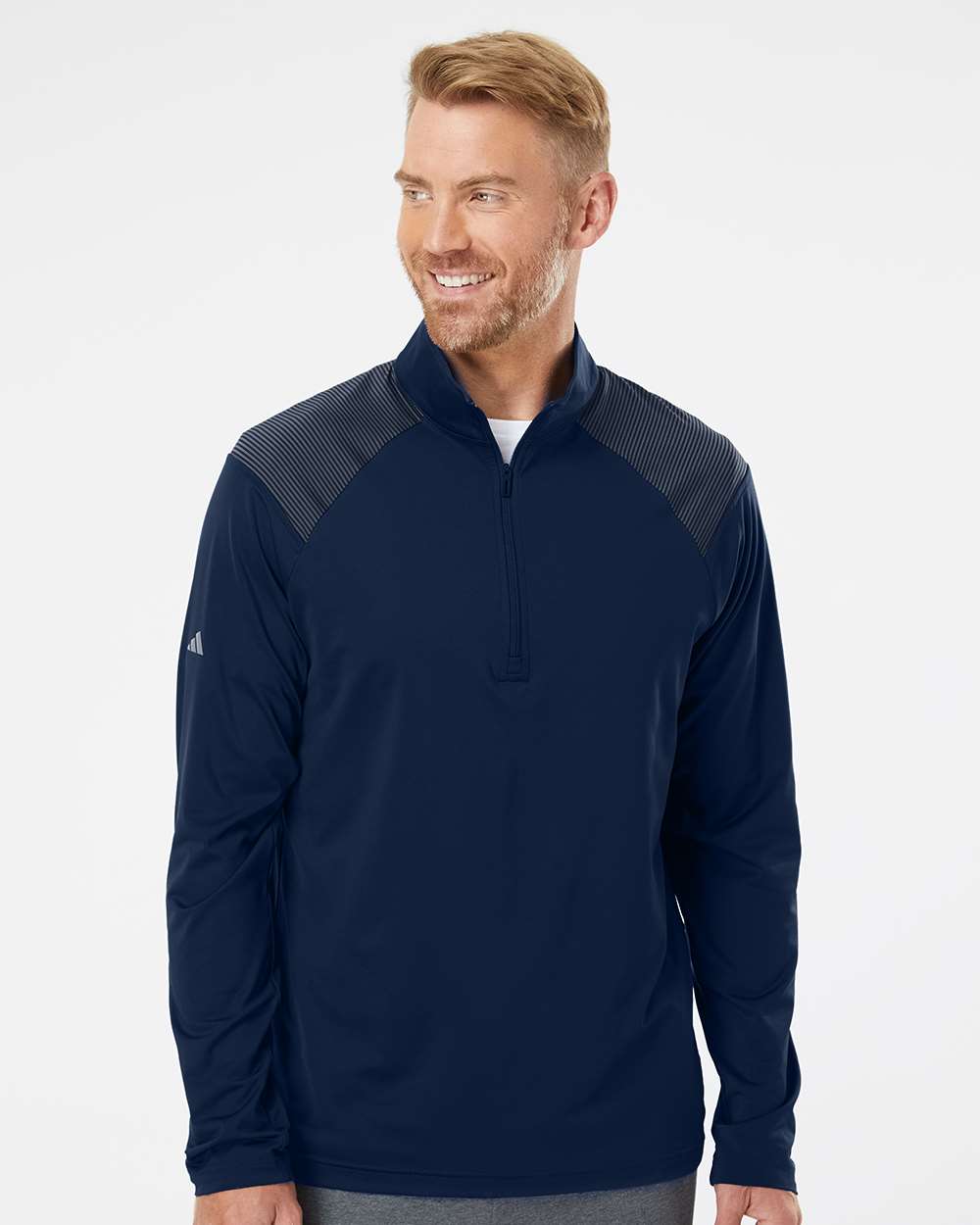 Men's Ultimate365 Lightweight Shoulder Stripe Quarter-Zip Pullover - Team Navy Blue
