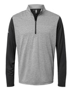 Men's Ultimate365 Heather Block Print Quarter-Zip Pullover - Black Melange/ Black/ Grey Three
