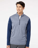 Men's Ultimate365 Heather Block Print Quarter-Zip Pullover - Collegiate Navy Melange/ Navy/ Grey Three