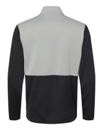 Men's Textured Mixed Media Quarter-Zip Pullover - Black/ Grey Three