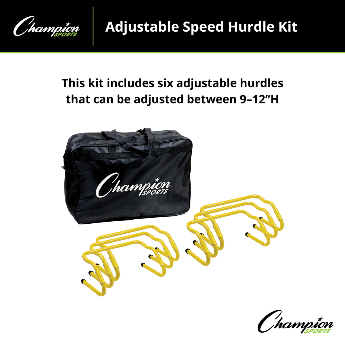 Champion Sports Adjustable Speed Hurdle Kit - Set of 6