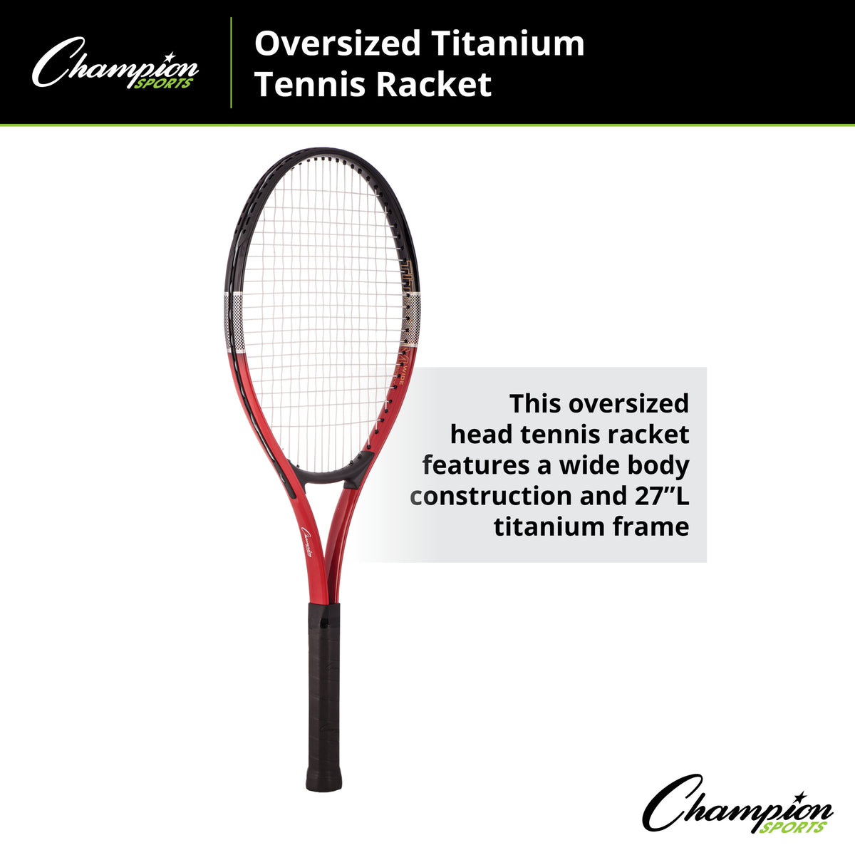 Champion Sports Oversized Titanium Tennis Racket, 27"