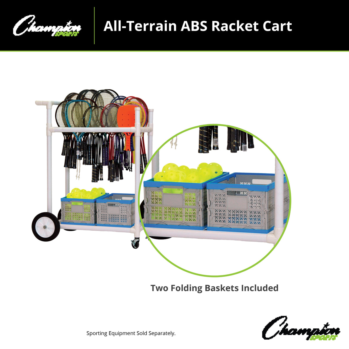 Champion Sports All Terrain ABS Racket Cart