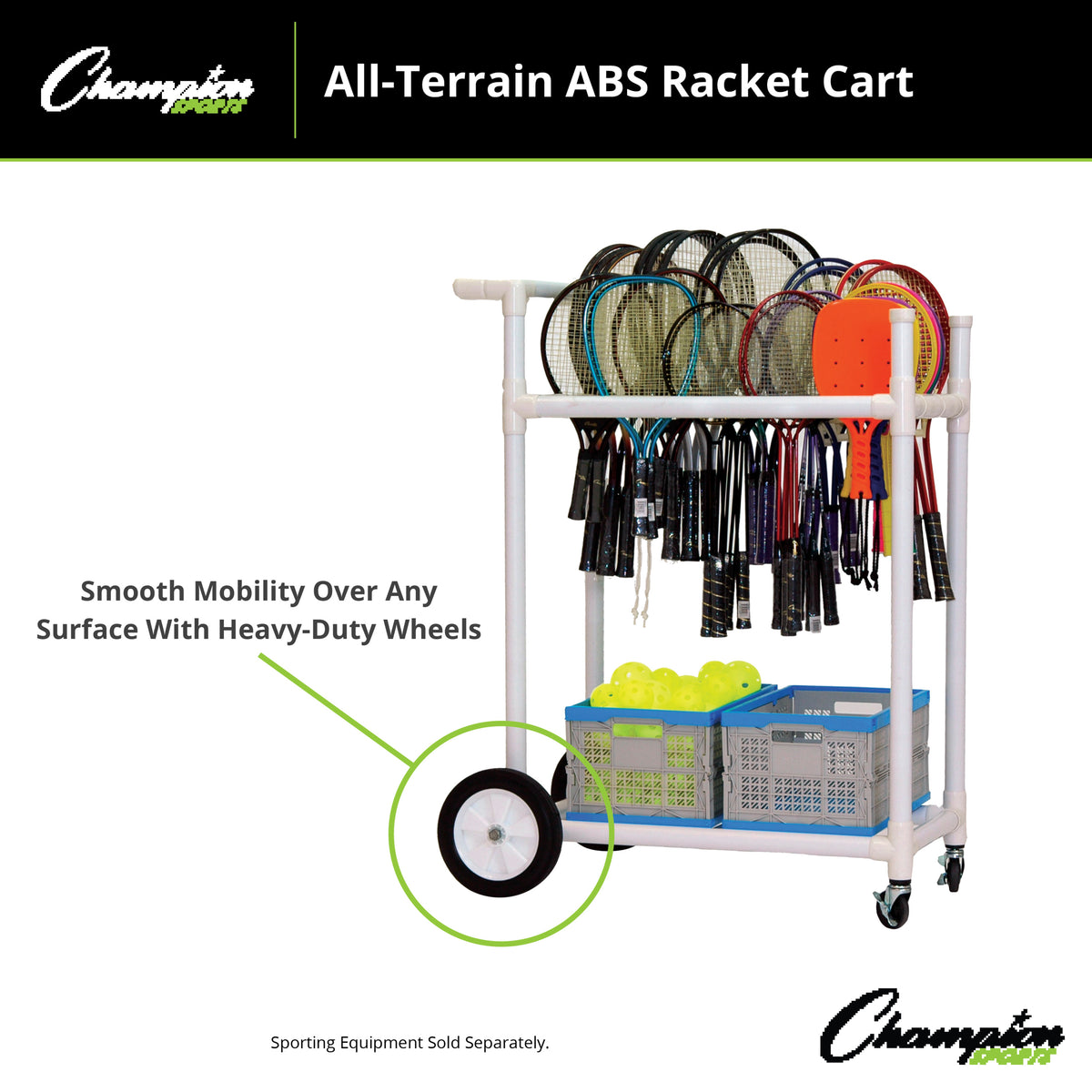 Champion Sports All Terrain ABS Racket Cart