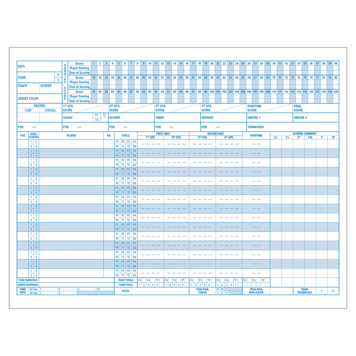 Champion Sports NFHS Approved Basketball Score Book