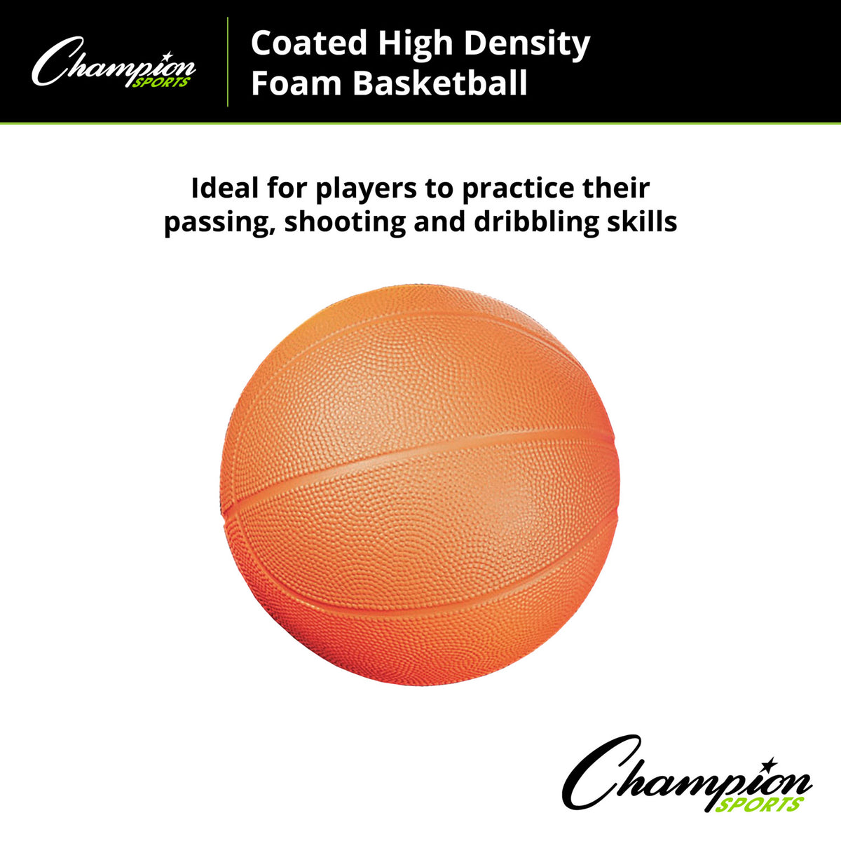 Champion Sports Coated High-Density Foam Basketball, Size 3