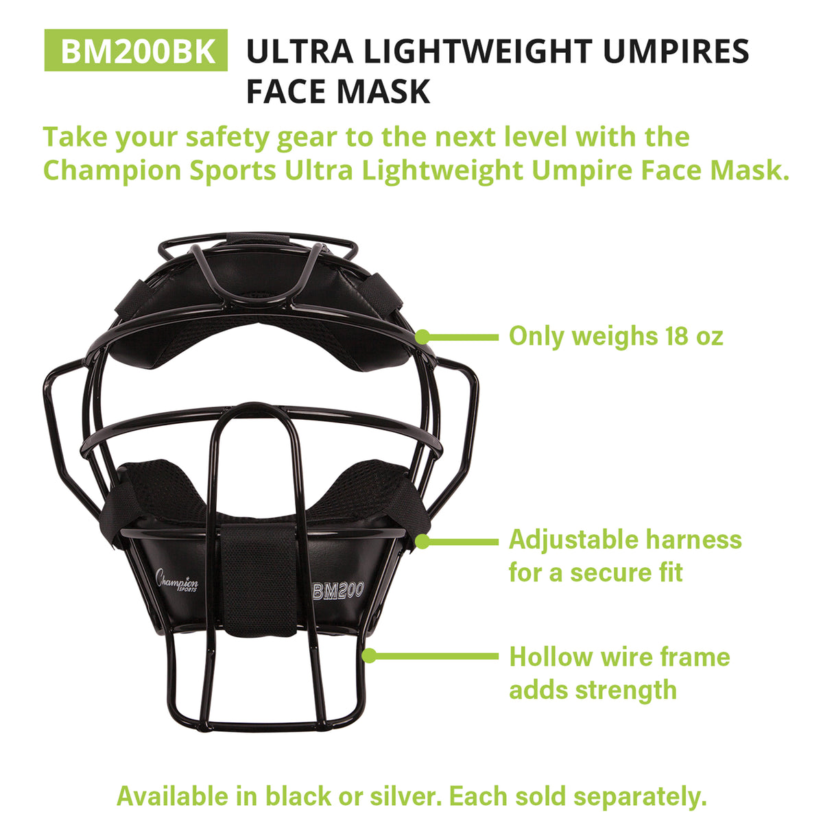 Champion Sports Ultra Lightweight Umpire Face Mask with DryTek