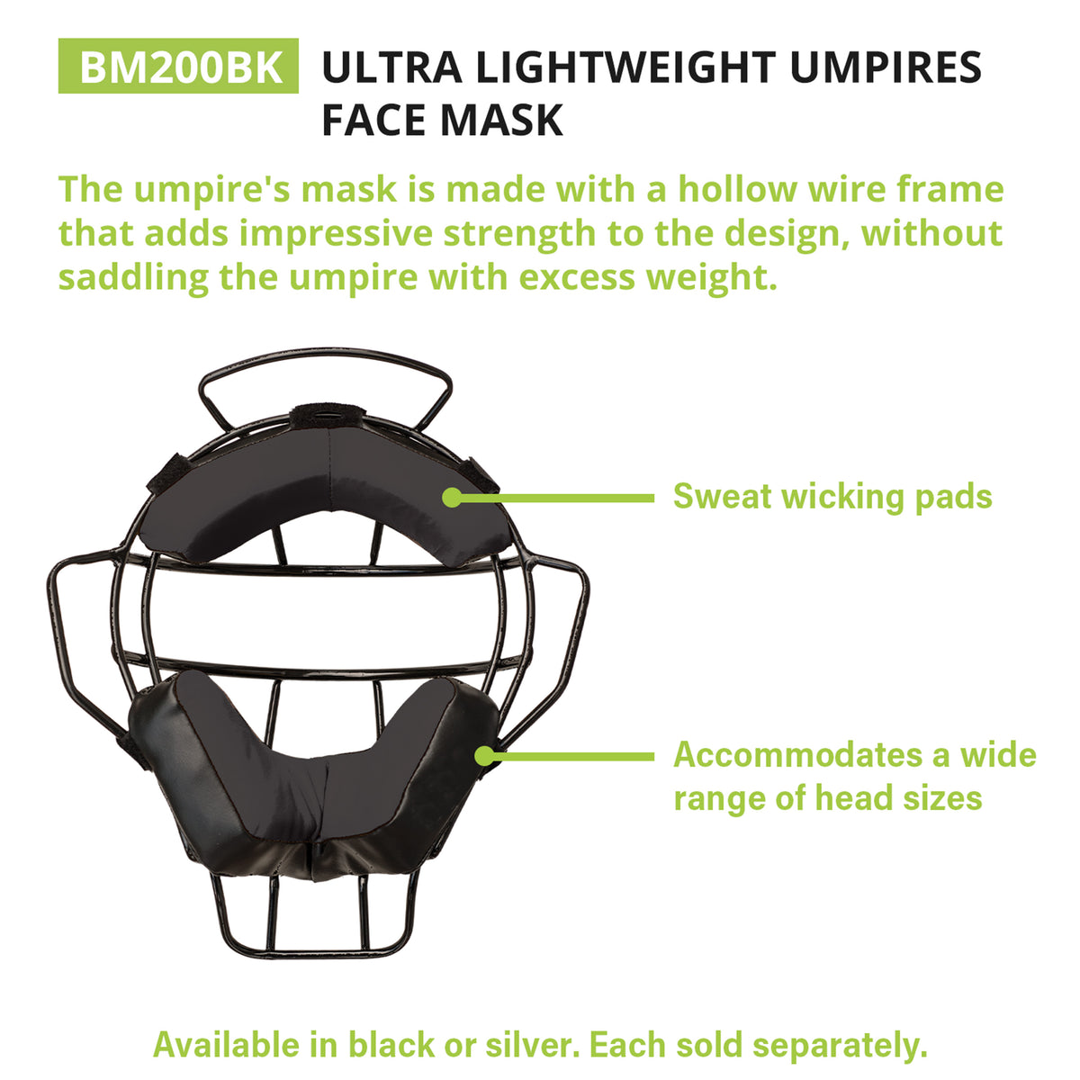 Champion Sports Ultra Lightweight Umpire Face Mask with DryTek