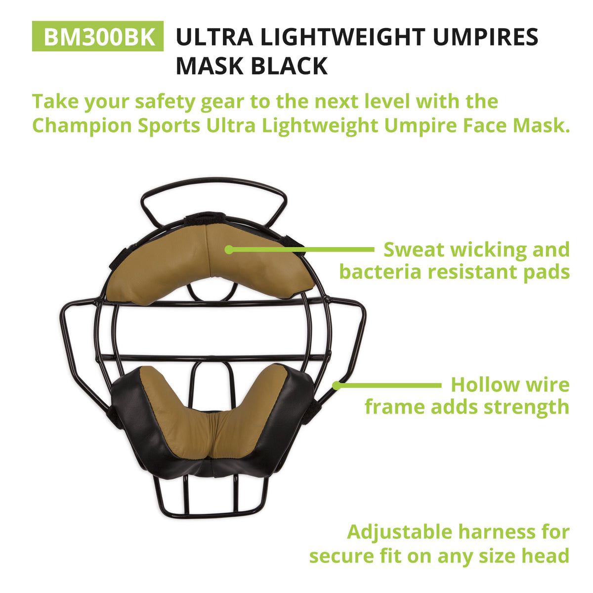 Champion Sports Ultra Lightweight Umpire Face Mask with EverClean