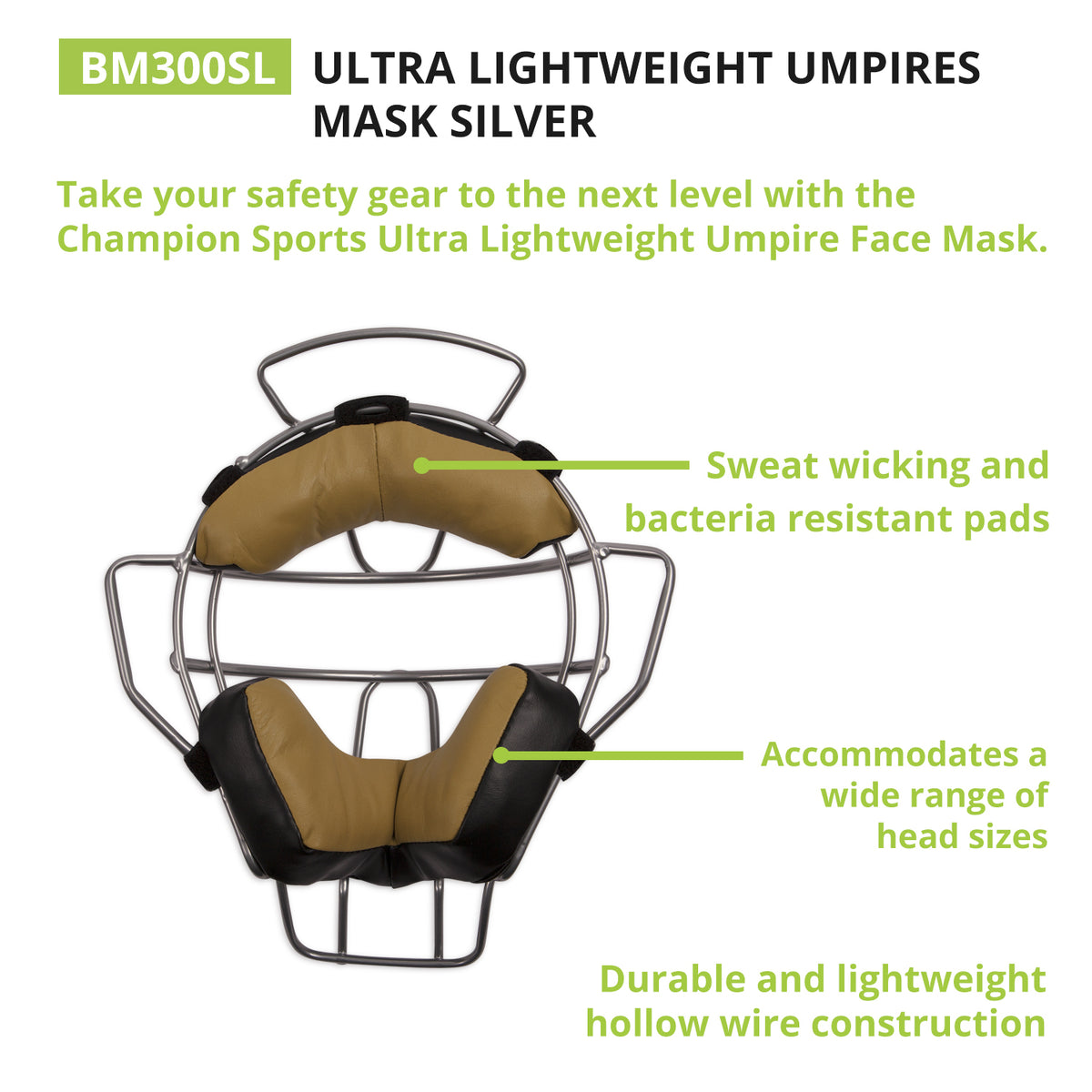Champion Sports Ultra Lightweight Umpire Face Mask with EverClean