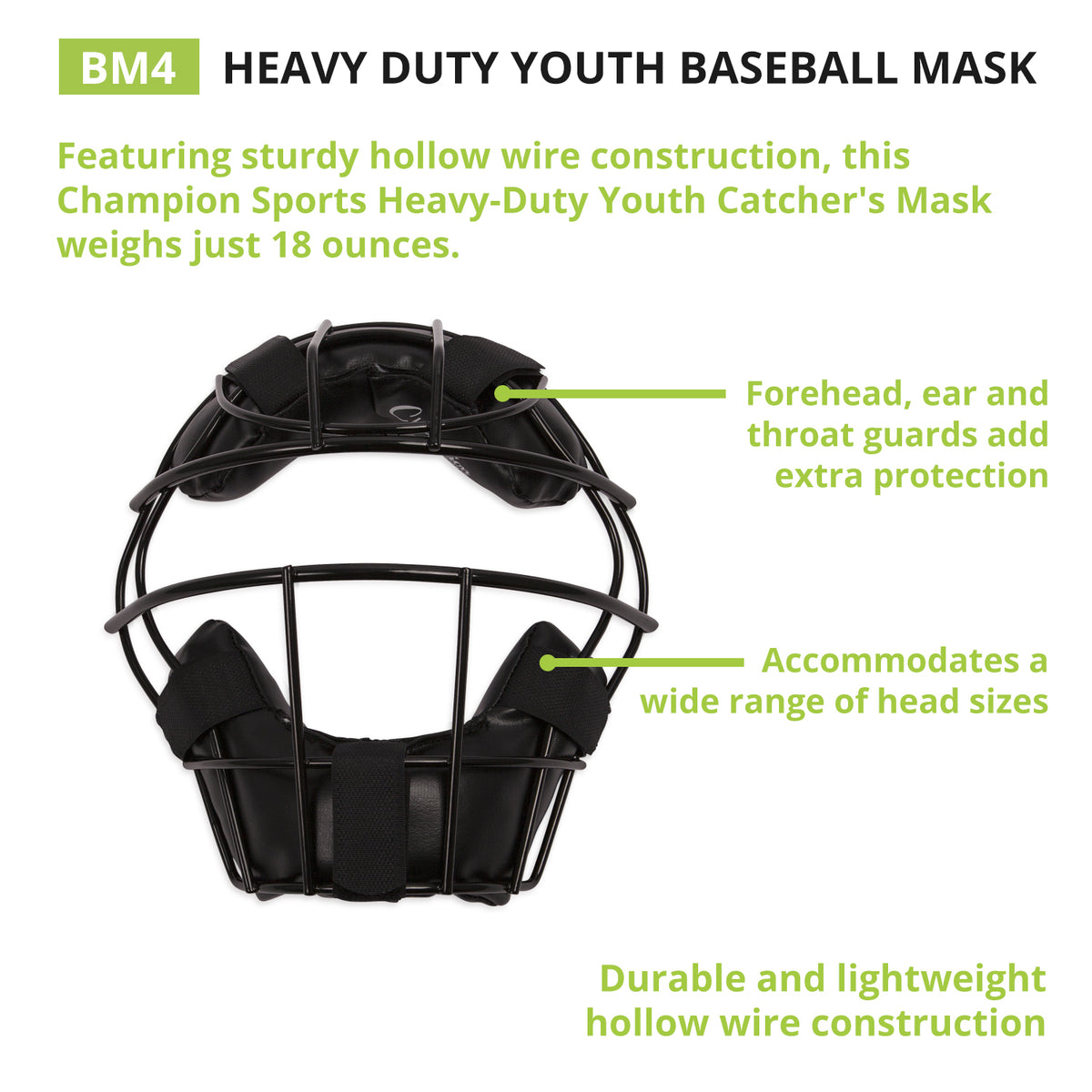 Champion Sports Heavy-Duty Catcher's Mask, Youth