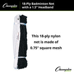 Champion Sports 18-Ply Badminton Net, 1.5" Headband