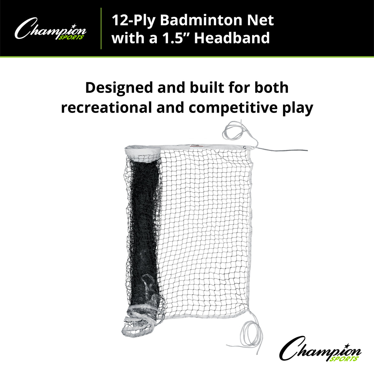 Champion Sports 12-Ply Badminton Net, 1.5" Headband