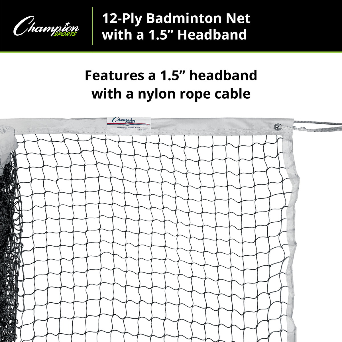 Champion Sports 12-Ply Badminton Net, 1.5" Headband