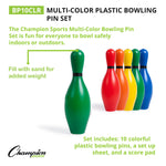 Champion Sports Multicolor Plastic Bowling Pin Set