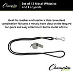 Champion Sports Metal Whistle and Lanyard Set - Dozen