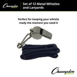 Champion Sports Metal Whistle and Lanyard Set - Dozen