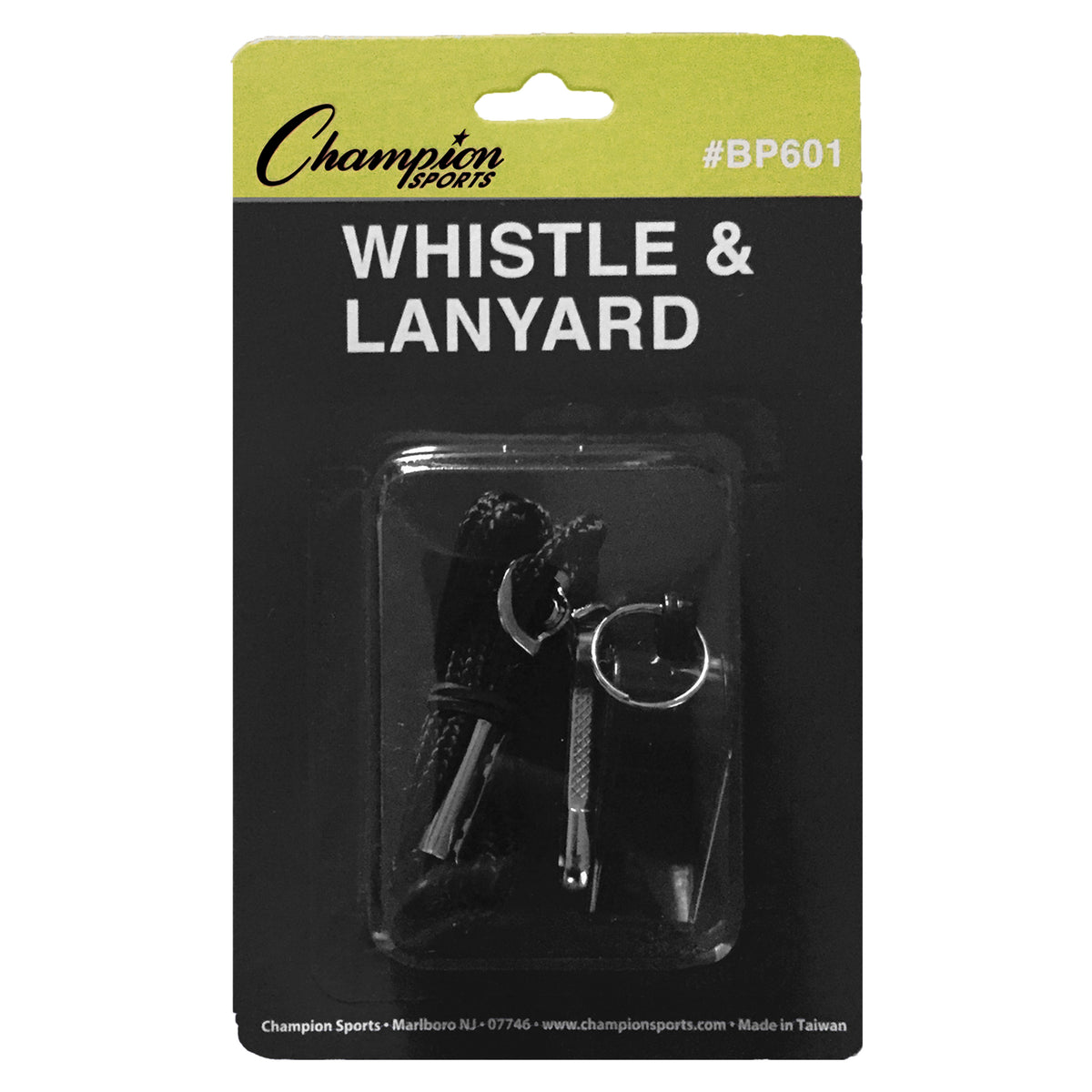 Champion Sports Plastic Whistle and Lanyard - Dozen