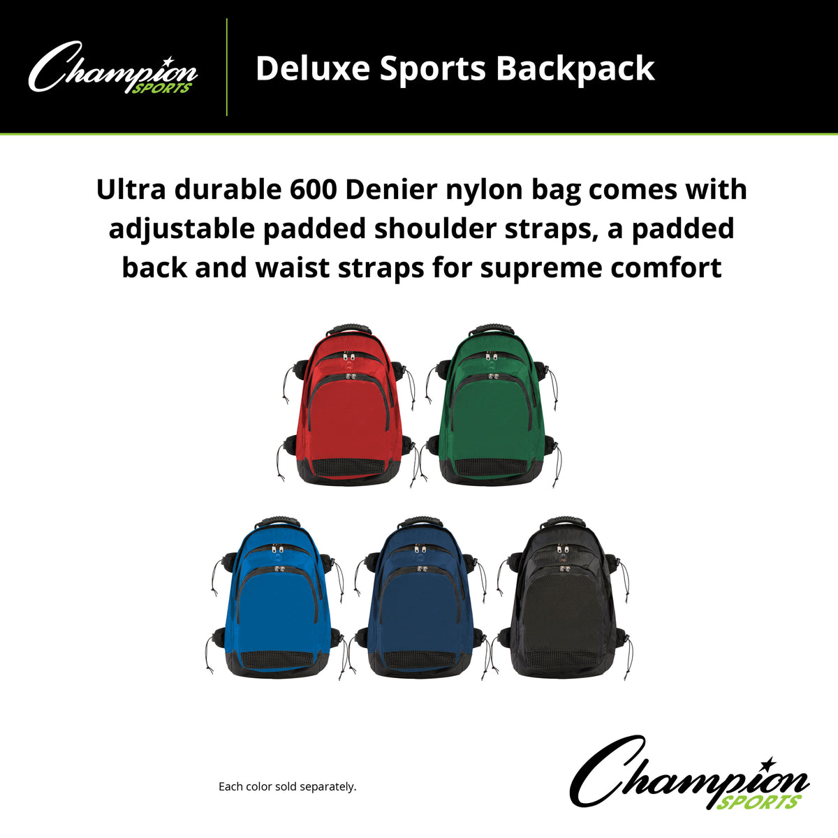 Champion Sports Deluxe Sports Backpack