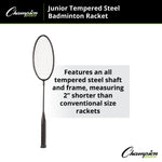 Champion Sports Beginner Tempered Steel Badminton Racket - 24"