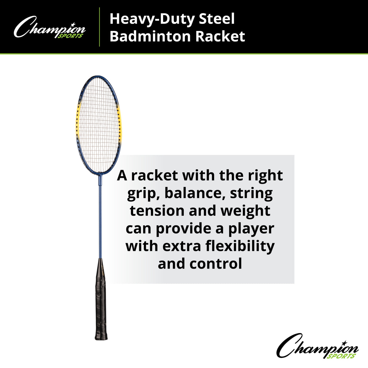 Champion Sports Heavy-Duty Steel Badminton Racket