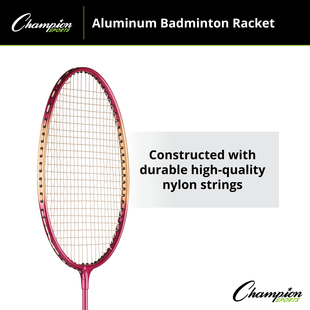 Champion Sports Aluminum Badminton Racket with Braided Nylon Strings