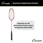 Champion Sports Aluminum Badminton Racket with Coated Steel Strings