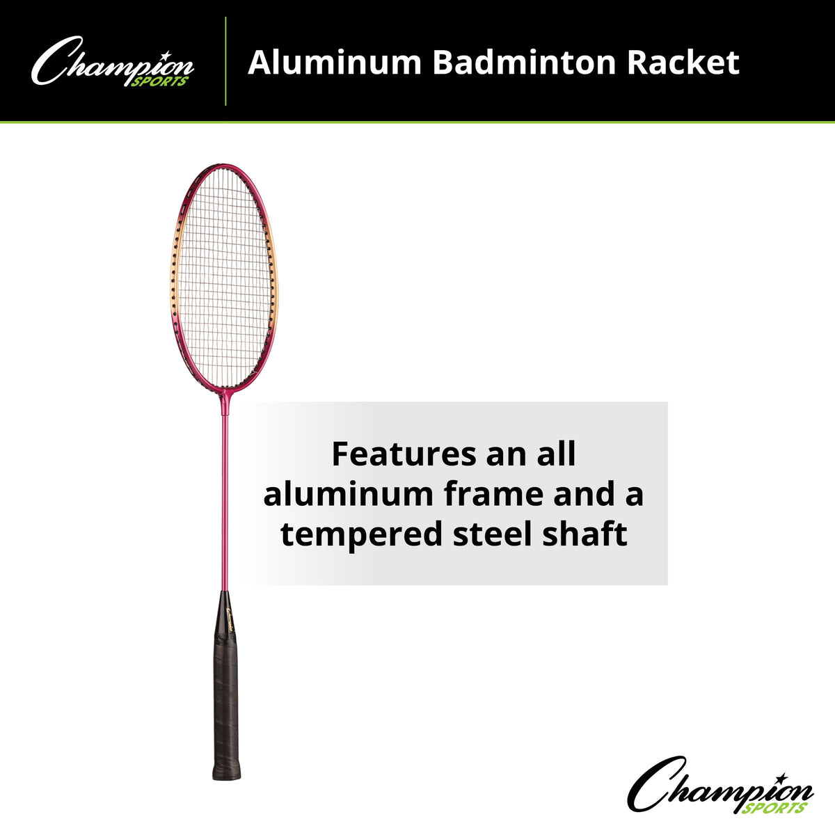 Champion Sports Aluminum Badminton Racket with Coated Steel Strings