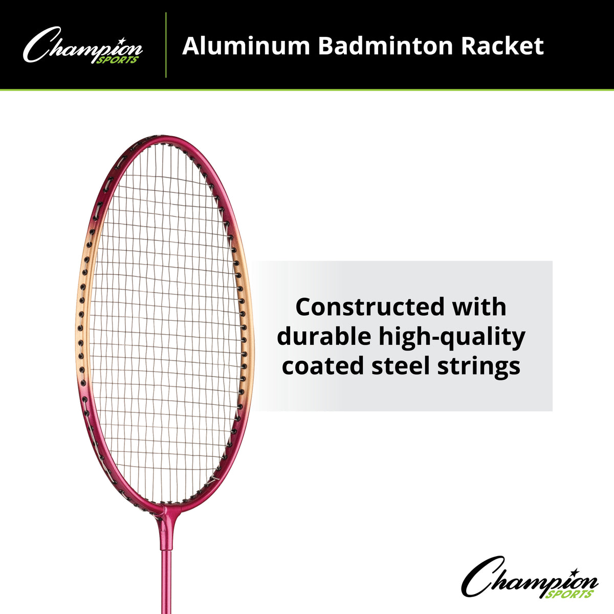 Champion Sports Aluminum Badminton Racket with Coated Steel Strings