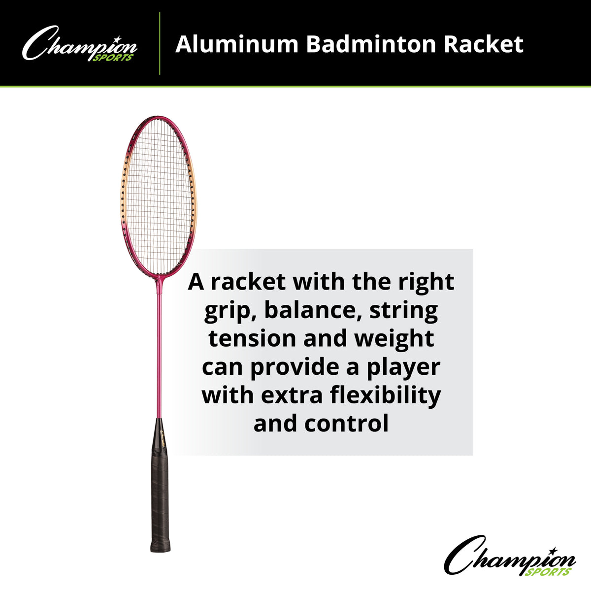Champion Sports Aluminum Badminton Racket with Coated Steel Strings