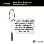 Champion Sports Wide Body Aluminum Badminton Racket with Braided Nylon Strings