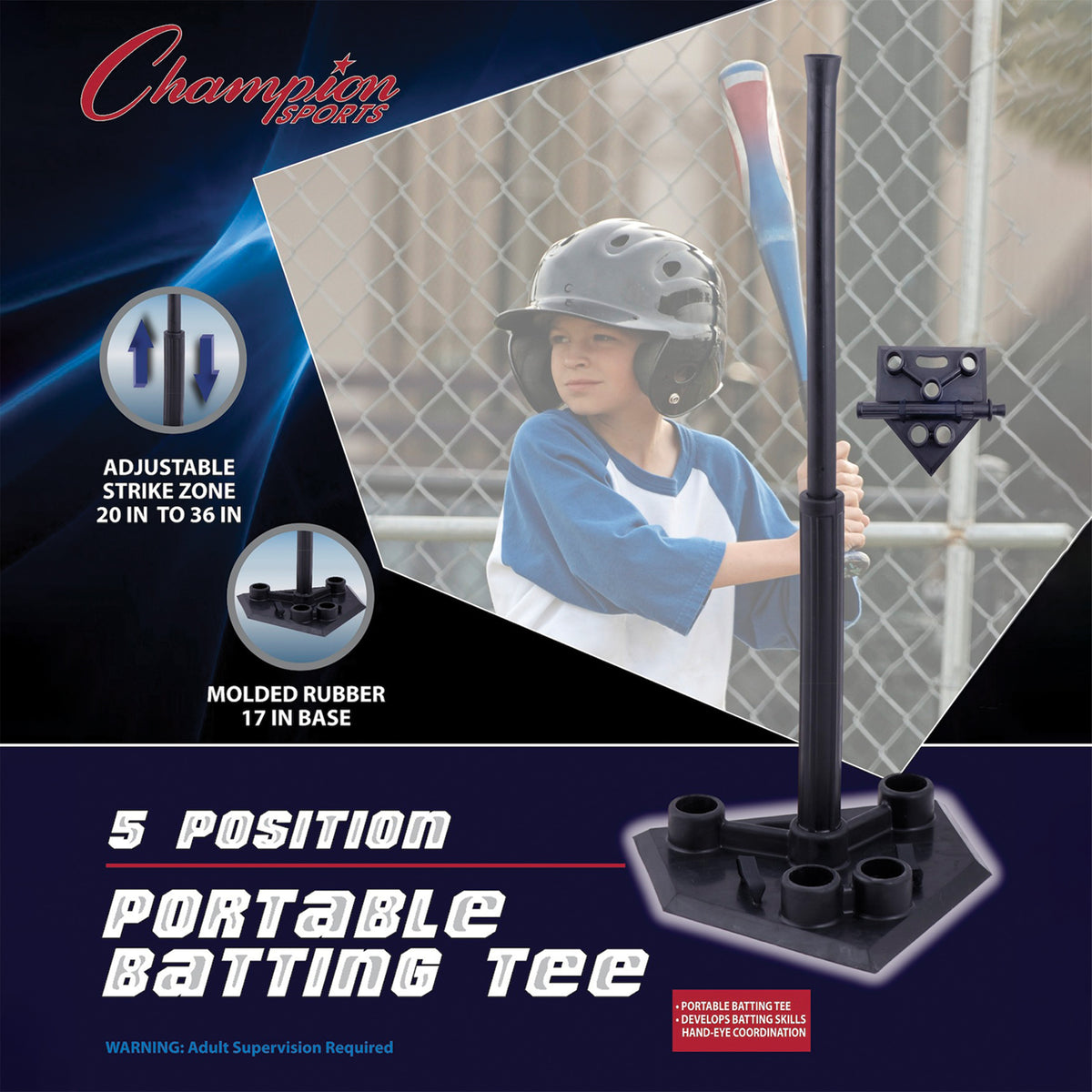 Champion Sports 5-Position Batting Tee