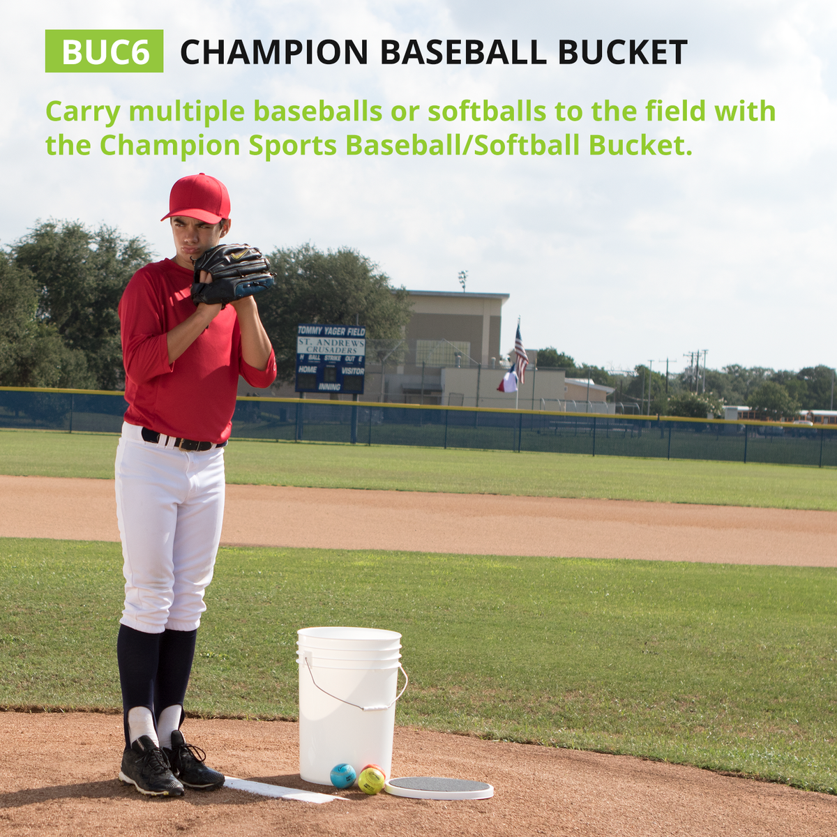 Champion Sports 6 Gallon Ball Bucket
