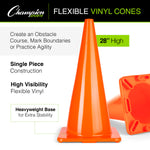 Champion Sports 28" High-Visibility Flexible Vinyl Cone