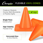 Champion Sports 4"H High-Visibility Flexible Vinyl Cone