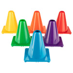 Champion Sports 4"H High-Visibility Flexible Vinyl Cone - Set of 6 (Assorted Colors)