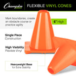 Champion Sports 6" High-Visibility Flexible Vinyl Cone