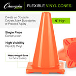 Champion Sports 9"H High-Visibility Flexible Vinyl Cone