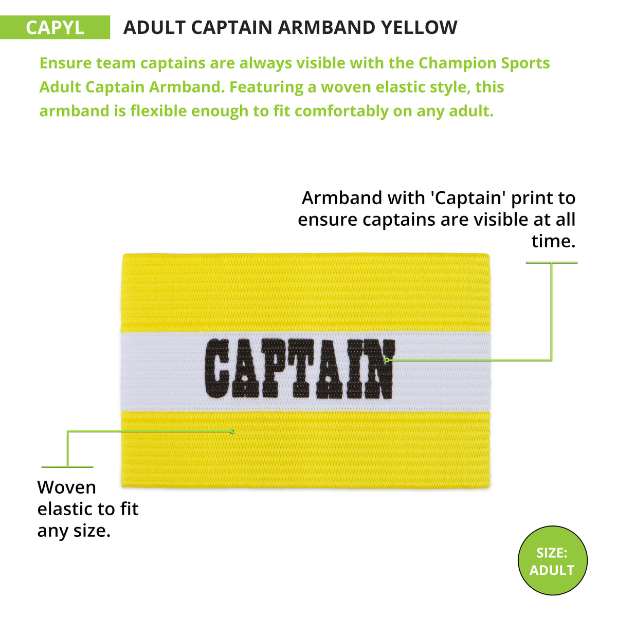 Champion Sports Adult Captain Armband