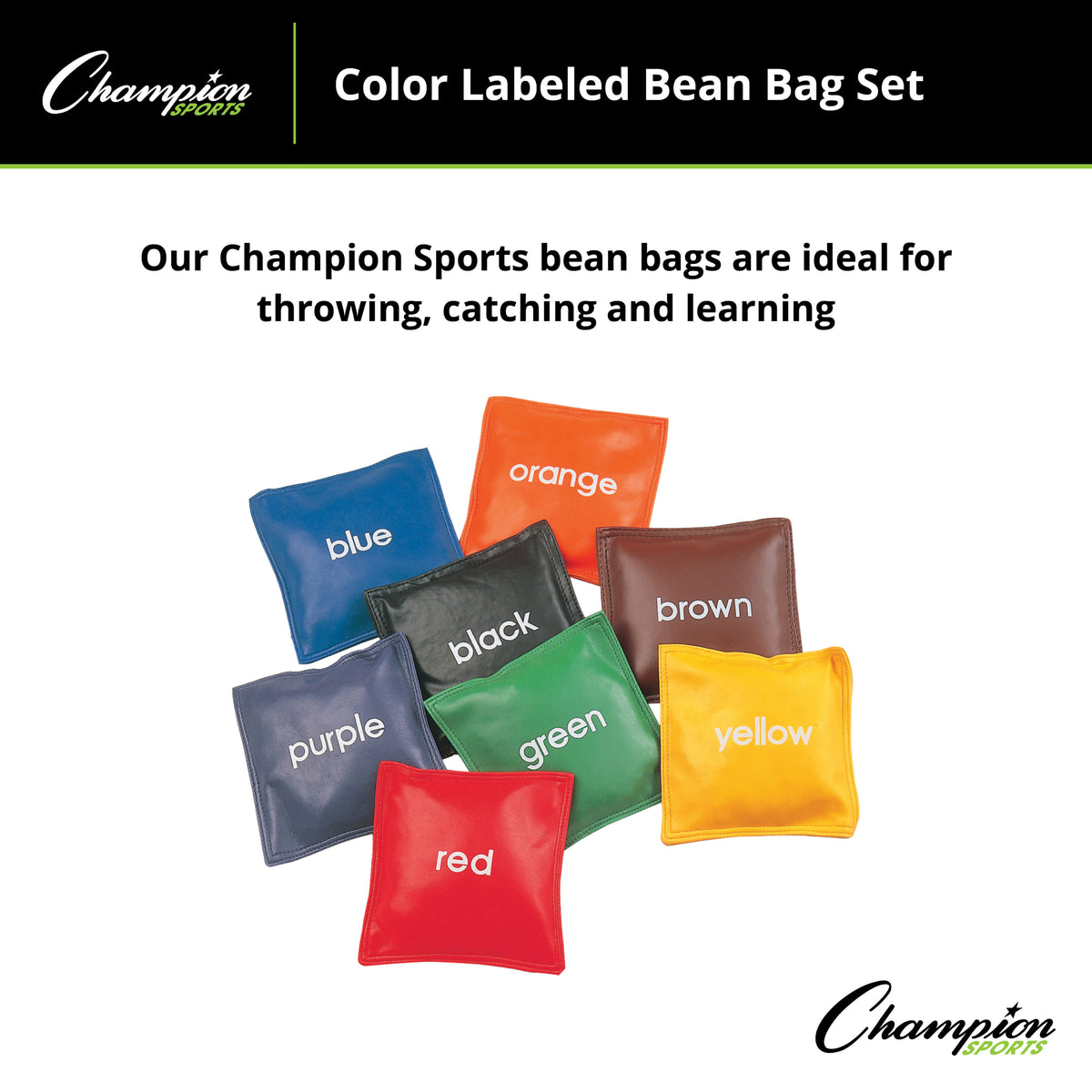 Champion Sports Color Labeled Bean Bag Set - Set of 8